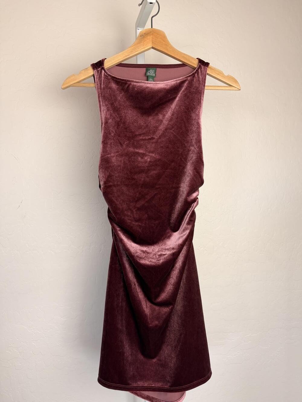Wild Fable Velvet Ruched Mini Dress Burgundy XXS